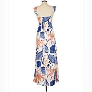Hello Molly Backless Floral Dress - Blue and Orange